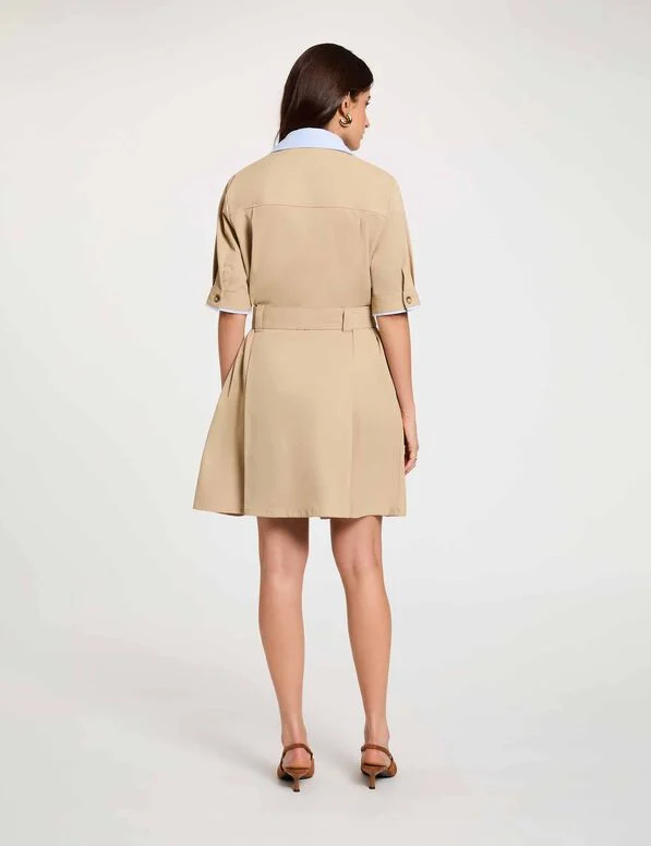 robe-courte-col-a-revers-beige-femme-vue2-32536311068861043