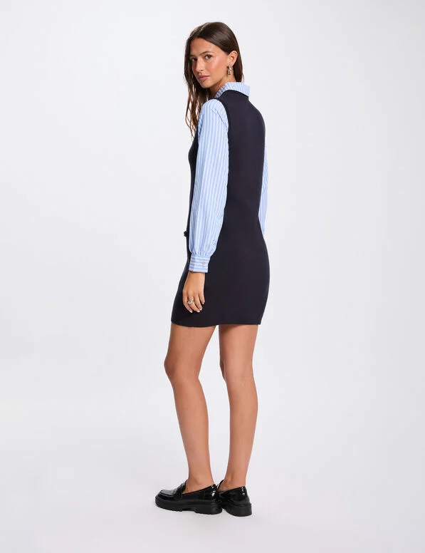 robe-tricot-courte-cintree-bleu-marine-femme-vue2-32536311055470987