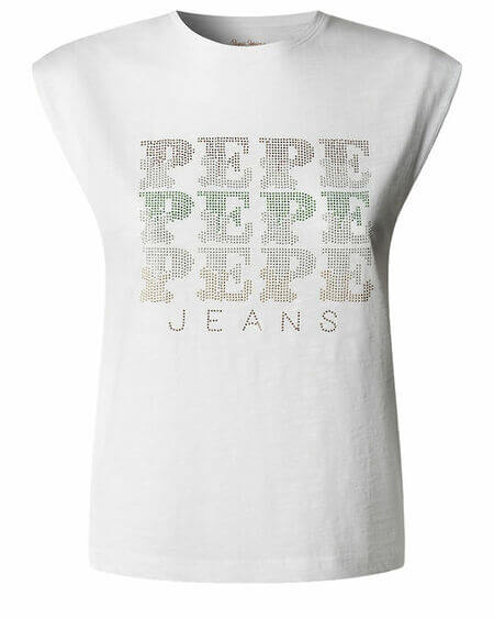 Camiseta Letras Strass Pepe Jeans