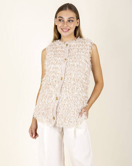 Chaleco Punto Crema Twinset