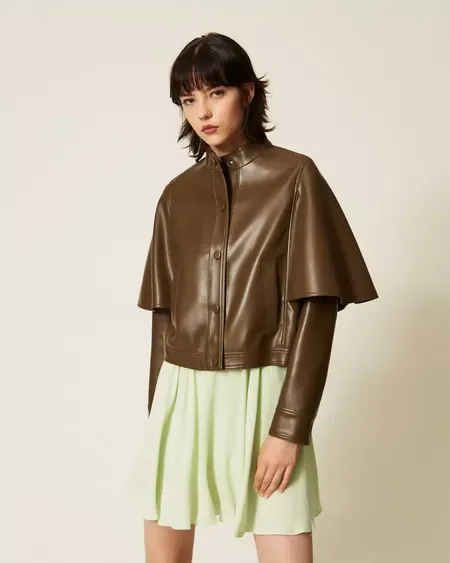 Chaqueta Capa Efecto Piel Twinset
