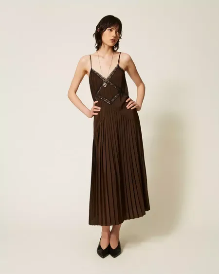 Vestido Crepe y Encaje Twinset