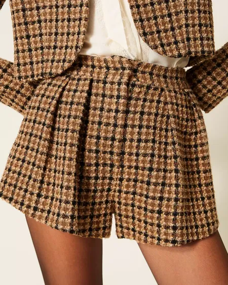 Shorts Bouclé Cuadros Twinset