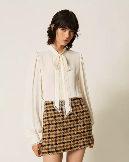 Camisa Crepé Lazo Madreperla Twinset