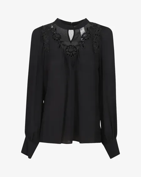 Blusa Apliques Encaje Negro Twinset