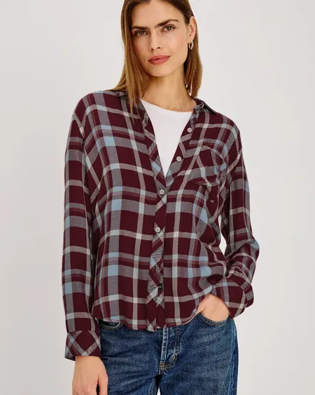 Camisa Hunter Plum Cream Rails