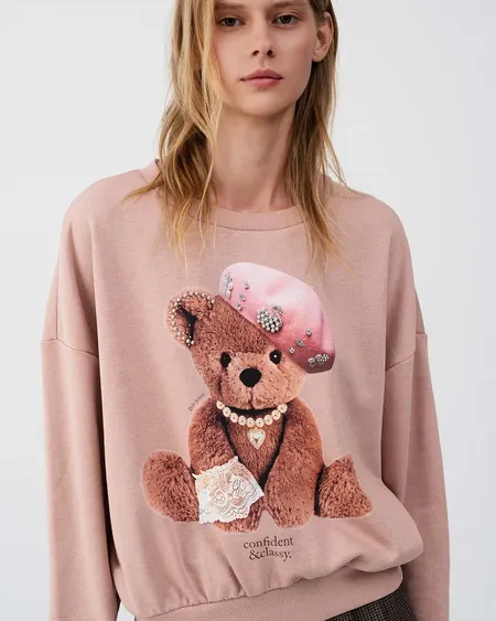 Sudadera Caramelo Con Estampado Osito Bsb
