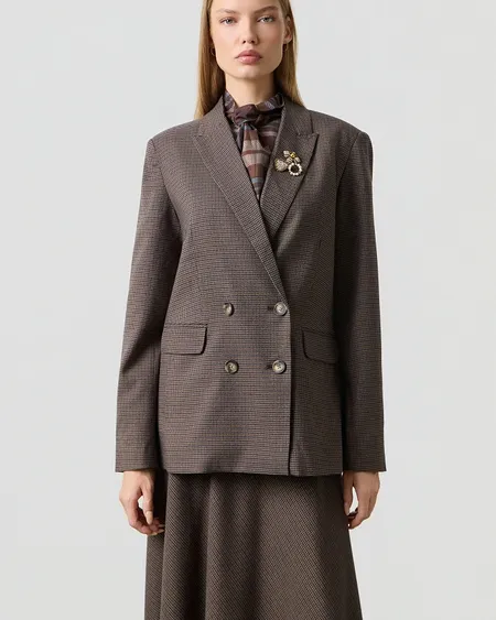 Blazer A Cuadros De Doble Botonadura Bsb