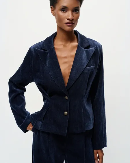Blazer Entallada De Efecto Tercipelo Bsb