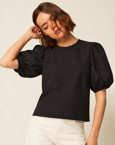 Camiseta Negra Strass Twinset